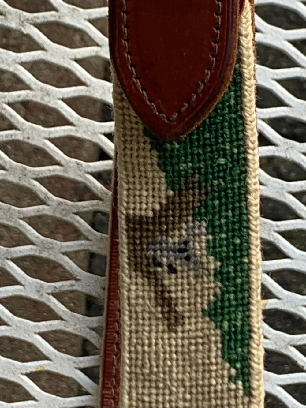 Koala Bear Dan Place Leather Canvas Needlepoint Belt Mens Size 30